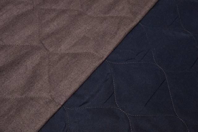 Vendita on line tessuto trapuntino doppio marrone blu - tessuti abbigliamento fodere / adesivi trapuntate