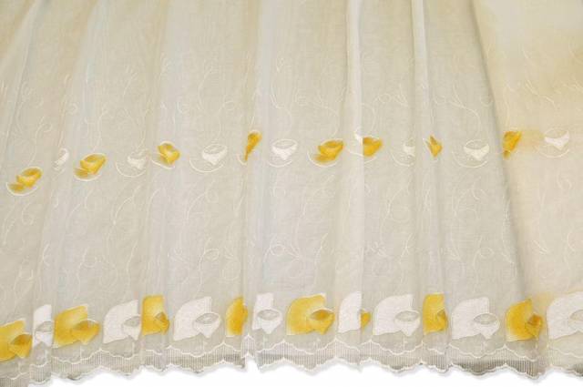 Vendita on line tessuto tenda smerlata con ricamo limoni - tessuti per in offerta