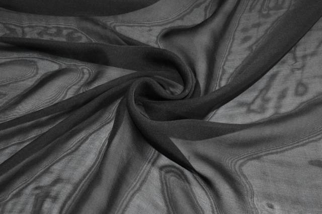 Vendita on line tessuto chiffon pura seta nero - tessuti abbigliamento sete