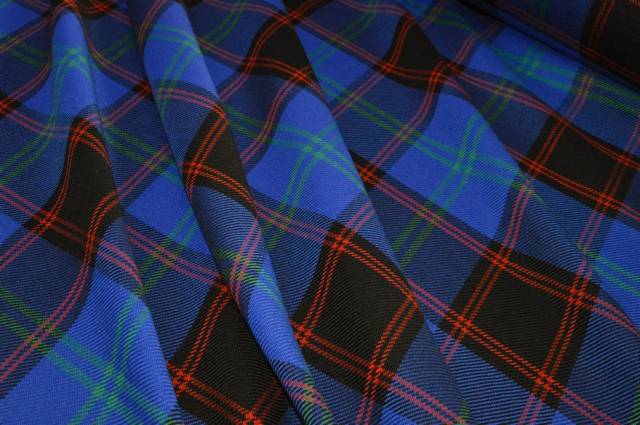 Vendita on line tessuto tartan misto lana bluette - tessuti abbigliamento scacchi e scozzesi