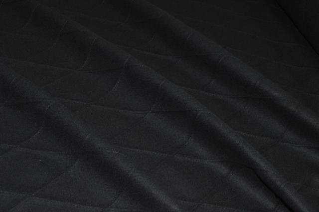 Vendita on line tessuto panno cappotto effetto trapuntato nero - tessuti abbigliamento