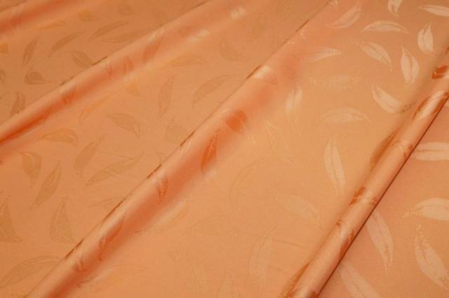 Vendita on line tessuto raso jacquard fantasia foglia color pesca - tessuti abbigliamento taffetas / rasi / shantung