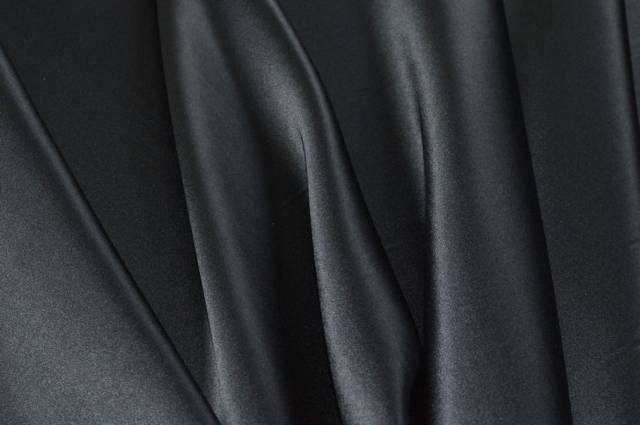 Vendita on line tessuto raso seta stretch nero - tessuti abbigliamento sete