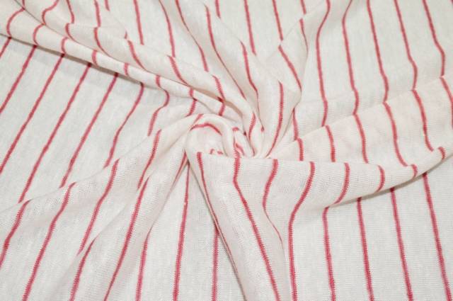 Vendita on line tessuto maglina misto lino righina rossa - tessuti abbigliamento magline / jersey/tessuto in