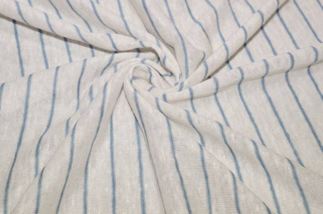 Vendita on line scampolo maglina misto lino righina azzurra - occasioni e scampoli tessuti