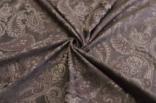 Vendita on line tessuto jacquard leggero disegno cashmere marrone - tessuti abbigliamento poliestere 