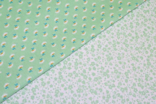 Vendita on line tessuto puro cotone fantasie patchwork abbinate verde - ispirazioni neonati e bambini cotoni/lenzuolini fantasia