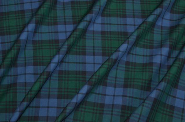 Vendita on line tessuto popeline puro cotone camiceria scozzese verde blu - tessuti abbigliamento scacchi e scozzesi