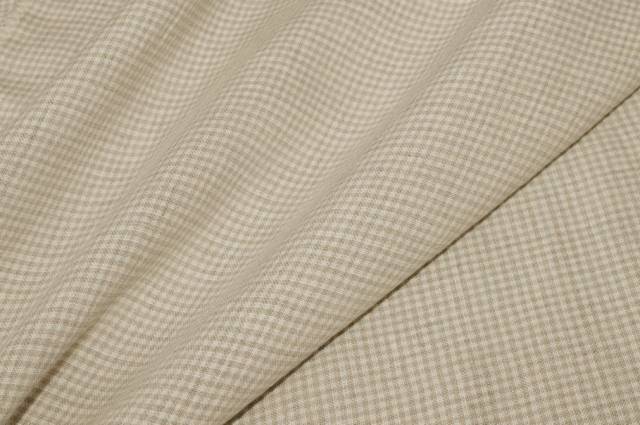 Vendita on line tessuto puro lino scacchetto beige - tessuti abbigliamento lino fantasia