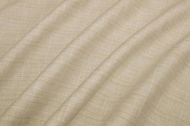 Vendita on line tessuto puro lino principe di galles beige riga lurex oro - tessuti abbigliamento lino