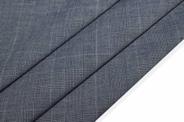 Vendita on line tessuto lana stretch principe di galles blu melange - tessuti abbigliamento scacchi e scozzesi