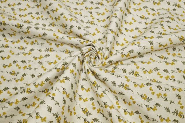 Vendita on line tessuto tela puro cotone fiorellino giallo - tessuti abbigliamento camiceria