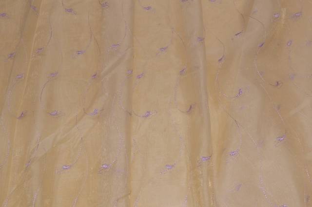 Vendita on line tessuto tenda organza ricamata beige - tessuti abbigliamento organze
