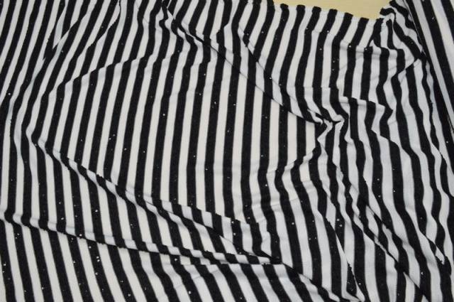 Vendita on line maglina rigata bianco/nero con paillettes cucite - tessuti abbigliamento magline / jersey/tessuto in fantasia