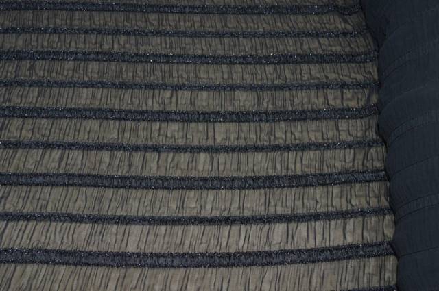 Vendita on line chiffon con applicazioni in raso lurex nero - tessuti abbigliamento poliestere 