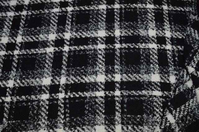 Vendita on line tessuto bucle misto lana scacchi bianco/nero - tessuti abbigliamento