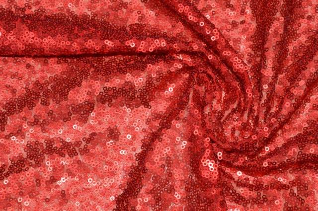 Vendita on line tessuto paillettes mm 3 rosso - tessuti abbigliamento