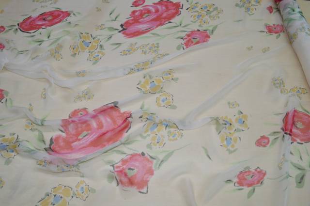 Vendita on line chiffon seta fantasia rosa 05 - tessuti abbigliamento georgette / chiffon / dèvorè
