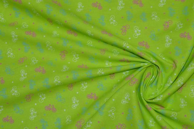 Vendita on line tessuto cotone bici verde acido - ispirazioni neonati e bambini cotoni/lenzuolini fantasia