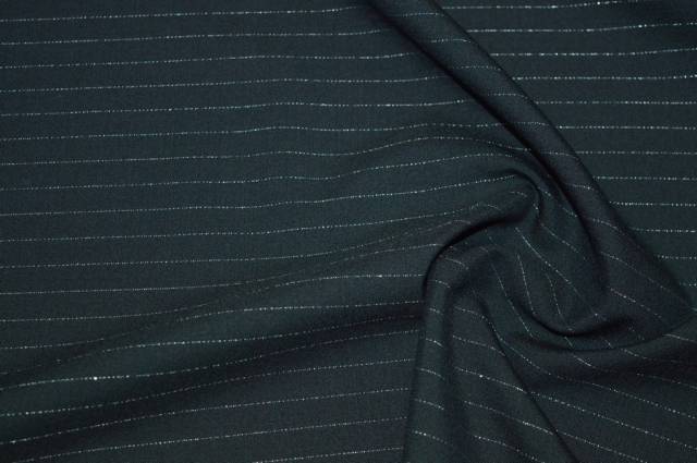 Vendita on line tessuto lana gessato nero riga lurex argento - tessuti abbigliamento lana uomo/tailleur