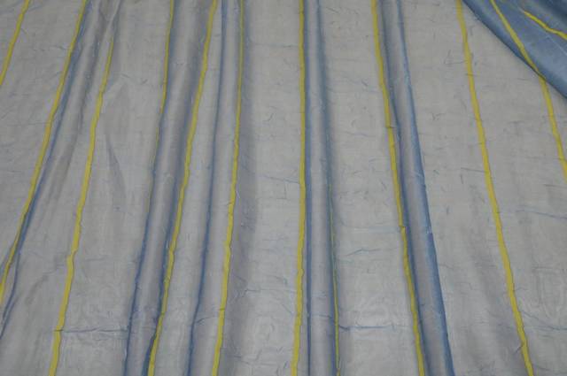 Vendita on line tessuto tenda velo stropicciato azzurro /giallo - tessuti per a metraggio moderne