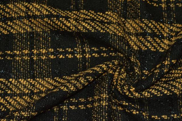 Vendita on line tessuto scacco giallo ocra/nero - tessuti abbigliamento chanel e broccati