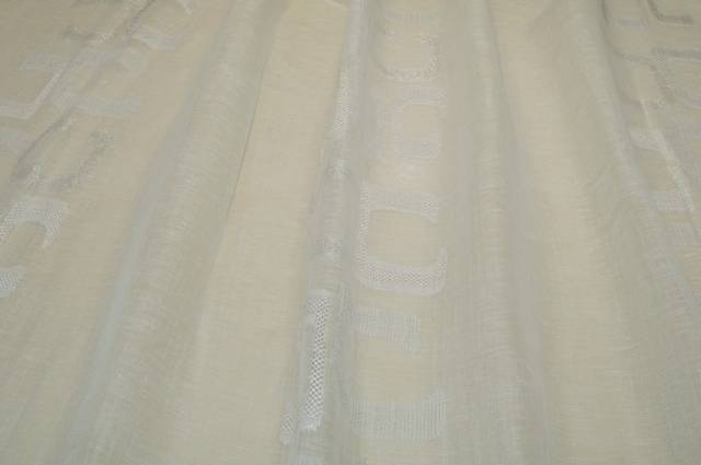Vendita on line tessuto tenda misto lino ricamo geometrico lurex - tessuti per a metraggio moderne