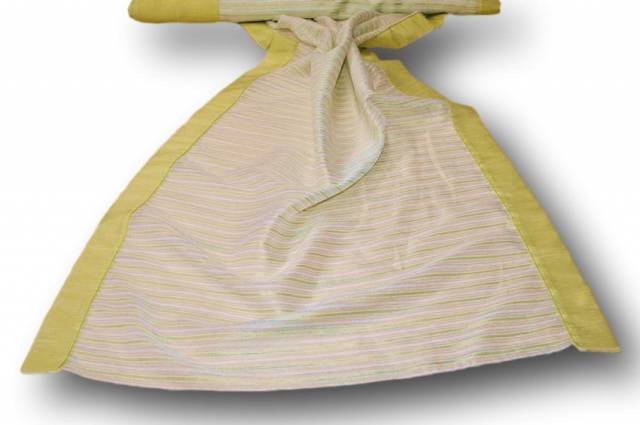 Vendita on line tessuto tenda righino verde - tessuti per tendine metraggio a vetro larghezza cm 65