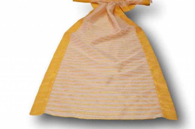 Vendita on line tessuto tenda righino giallo - tessuti per tendine metraggio a vetro larghezza cm 65