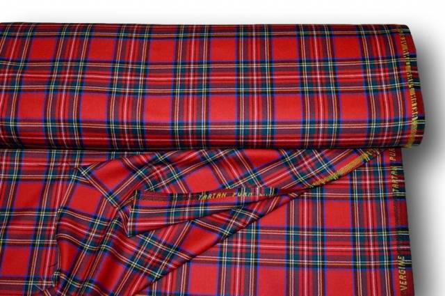 Vendita on line tessuto tartan scozzese lana classico rosso - tessuti abbigliamento lana
