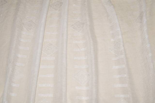 Vendita on line tessuto tenda misto lino fantasia rombo con filo lurex argento - tessuti per in offerta
