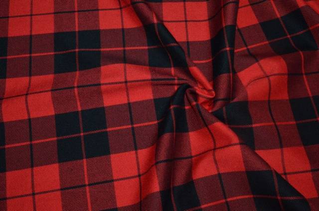 Vendita on line tessuto tartan rosso nero - tessuti abbigliamento