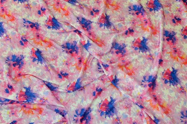 Vendita on line tessuto fantasia effetto acquerello rosa - tessuti abbigliamento poliestere 