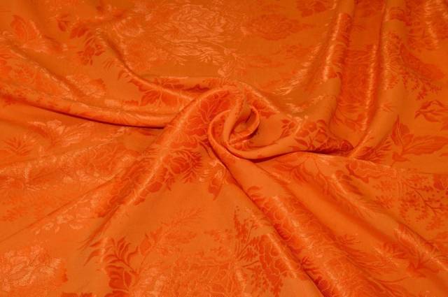 Vendita on line tessuto damascato viscosa arancio - tessuti abbigliamento viscosa