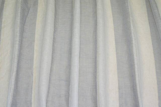 Vendita on line tessuto tenda lino effetto stropicciato con fasce verticali bianche e grigie - tessuti per a metraggio moderne
