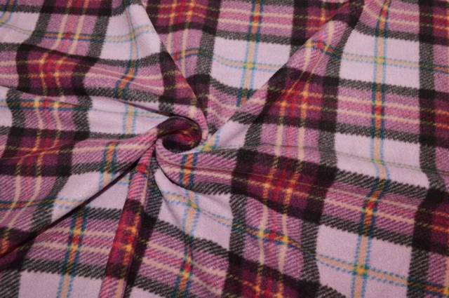 Vendita on line tessuto pile scacco lilla rosa - tessuti abbigliamento scacchi e scozzesi