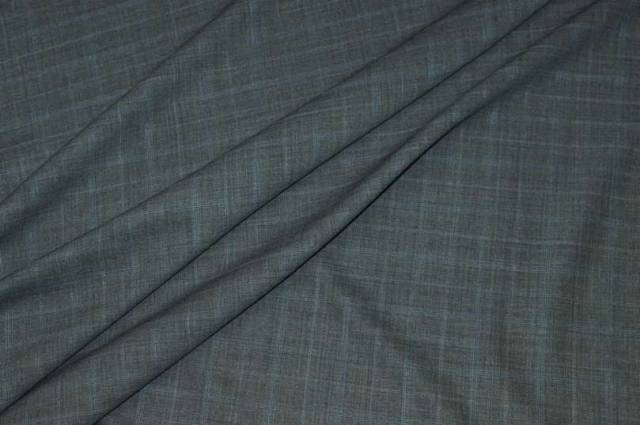 Vendita on line tessuto tasmania pura lana finestrato grigio riga azzurra - tessuti abbigliamento lana