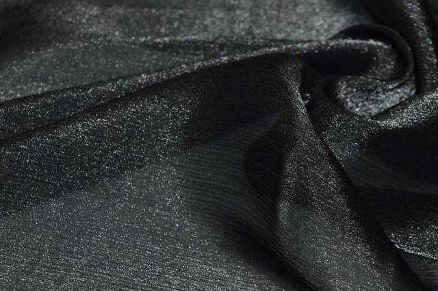 Vendita on line tessuto organza misto seta laminata nera - tessuti abbigliamento sete