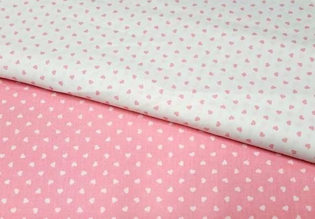 Vendita on line tessuto cotone cuoricini rosa - ispirazioni neonati e bambini 