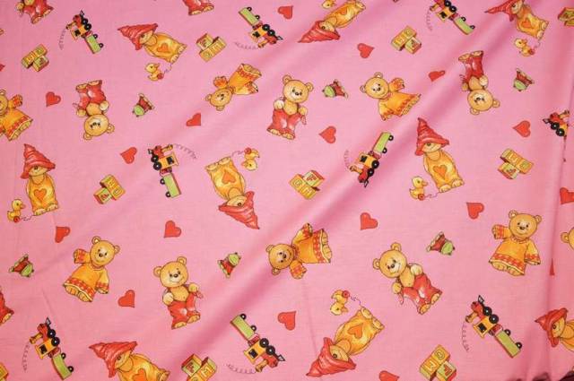 Vendita on line tessuto tela puro cotone orsetto rosa - ispirazioni neonati e bambini 
