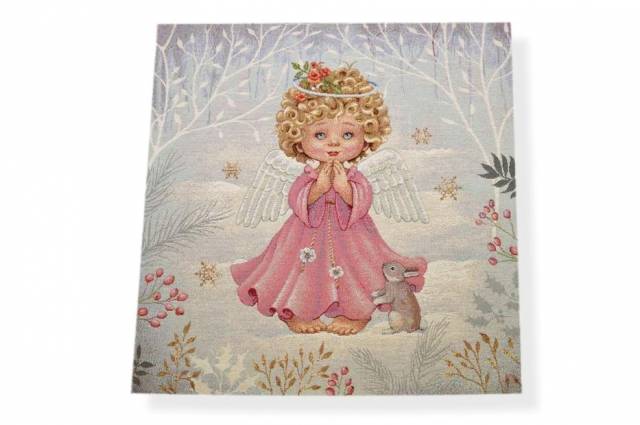 Vendita on line gobelin fantasia angelo rosa 12923 misura cm 47x47 - ispirazioni tessuti natalizi gobelin