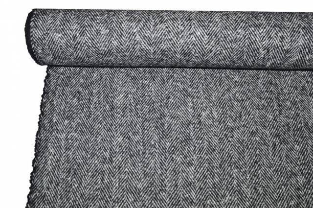 Vendita on line tessuto cappotto pura lana spinato bianco nero - tessuti abbigliamento lana cappotti/panno/lana