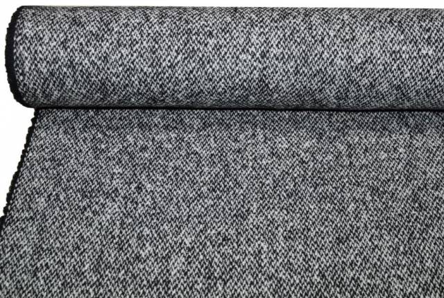 Vendita on line tessuto cappotto pura lana tweed bianco nero - tessuti abbigliamento lana