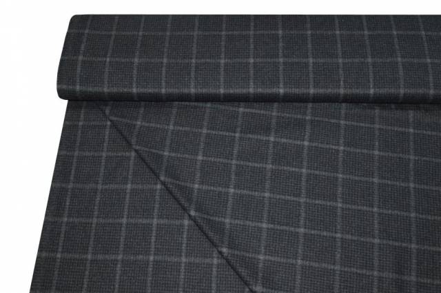 Vendita on line tessuto flanella pura lana finestrato grigio scuro - occasioni e scampoli