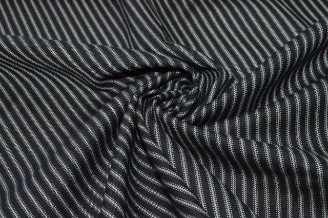 Vendita on line tessuto pura lana riga operata fondo nero - tessuti abbigliamento lana