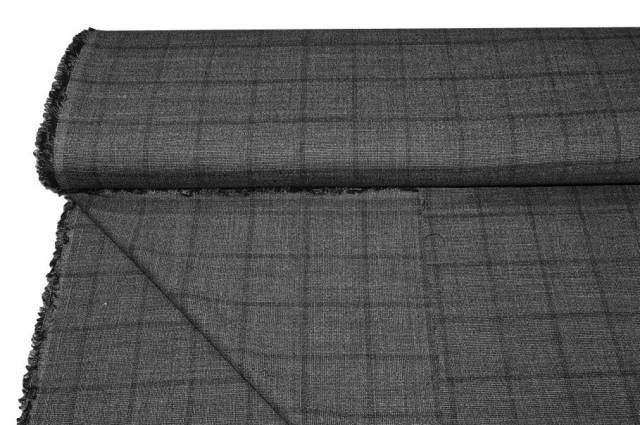 Vendita on line tessuto lana stretch finestrato grigio - tessuti abbigliamento lana uomo/tailleur