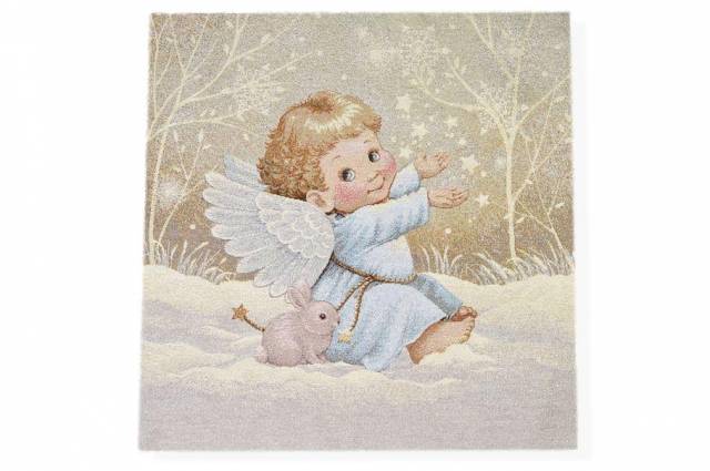 Vendita on line gobelin fantasia angelo azzurro 12138 misura cm 47x47 - ispirazioni tessuti natalizi gobelin