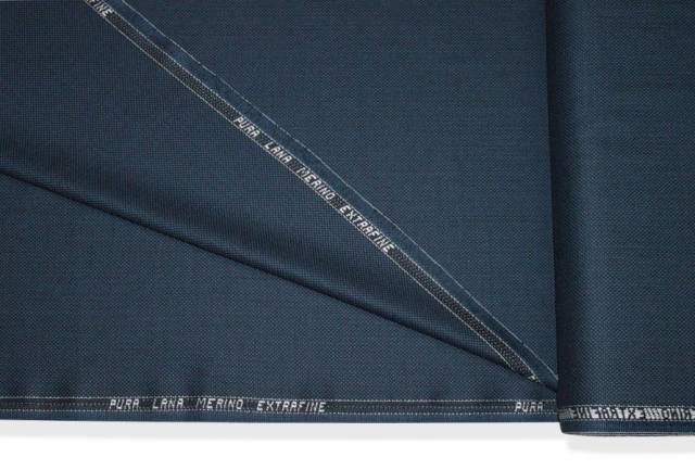 Vendita on line tessuto pura lana merino occhio di pernice blu nero - tessuti abbigliamento lana uomo/tailleur